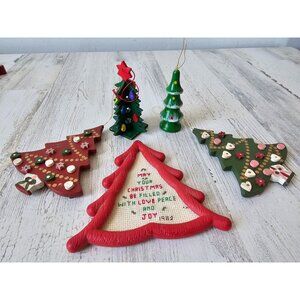 Vintage wooden‎ tree Xmas ornament lot trees